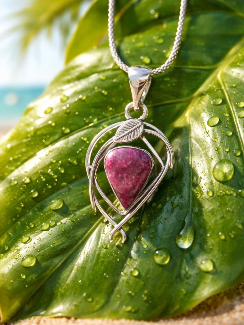Pink Tourmaline In Quartz Necklace